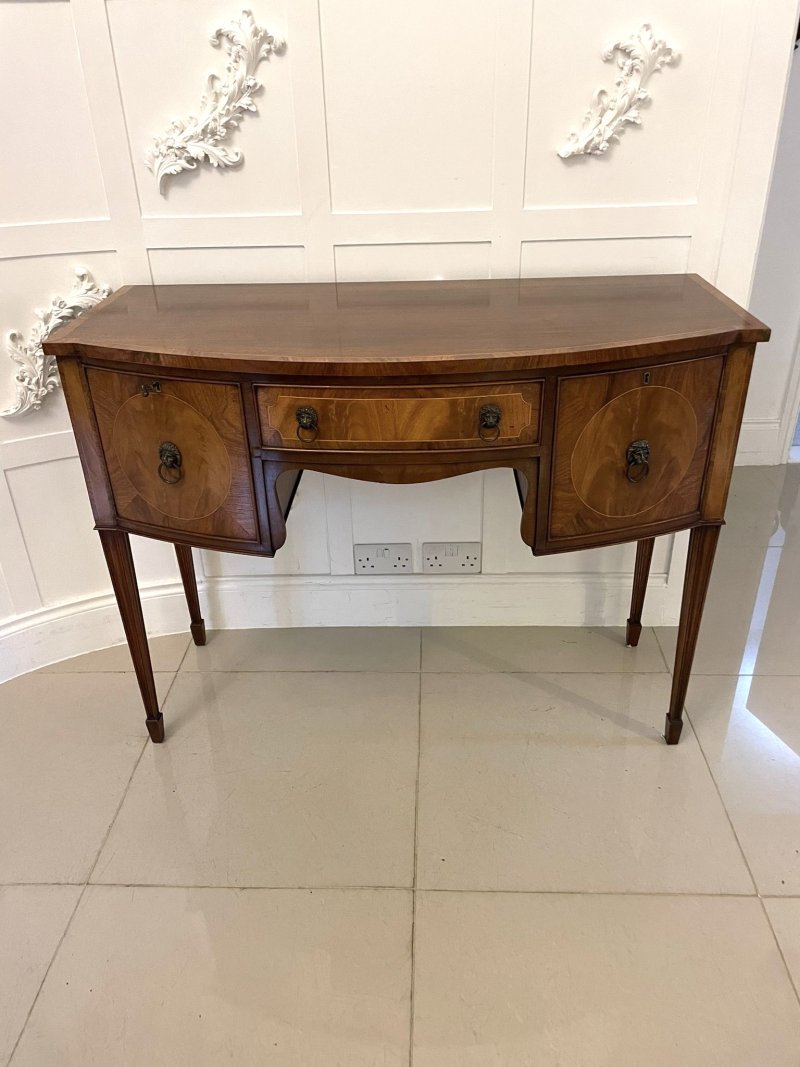 Antique Quality Figured Mahogany Bow Fronted Sideboard